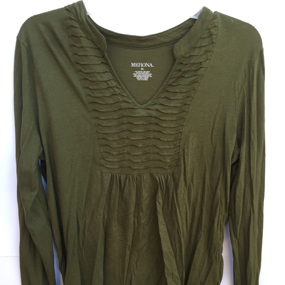 Merona Top XL Forrest green Fall long sleeve blous